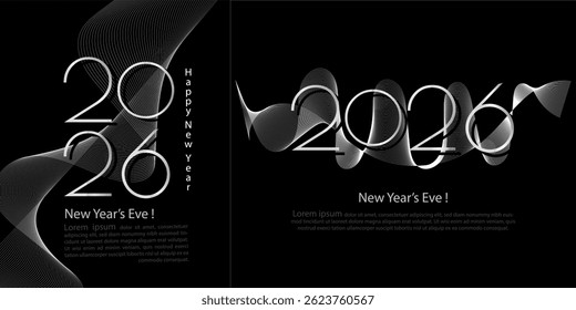 2026 number design ,Happy new year 2026 , line blending 2026 design vector for card , greeting card, calendar, poster, banner, etc 