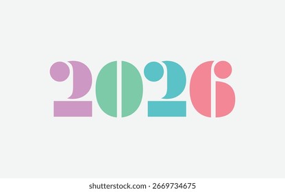 2026 diseño de número para símbolo y signo de Año Nuevo. Año Nuevo 2026 con color moderno