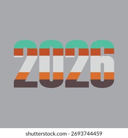 Plantilla de diseño de números de 2026. 2026 Diseño de texto de logotipo de año Nuevo. Ilustración vectorial.