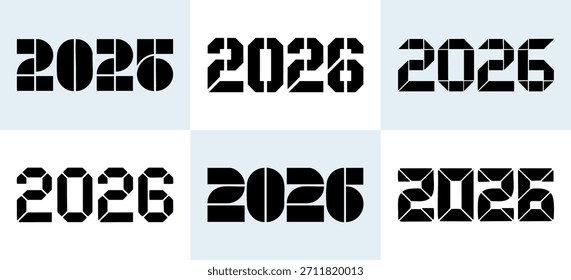 2026 Number Typography Different Font Styles Set