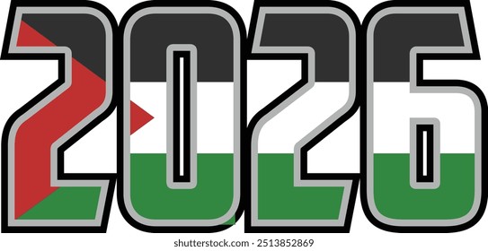 desenho de vetor numérico 2026 tem motivo de bandeira palestina