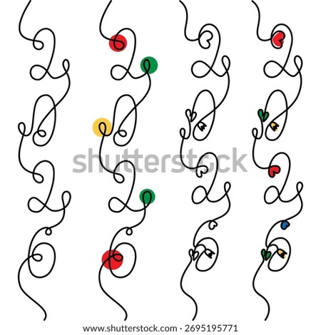 2026 One Continuous line Vertical Freehand lettering with Colorful Spots Hearts and Tulips Decor Set