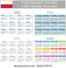 2026 Polish Mix Calendar Mon-Sun on white background