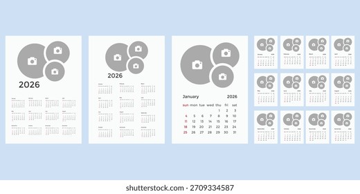 2026 Druckbare Wand Kalender und ultimative Produktivität Planer. Minimalist 2026 Monthly Calendar Template