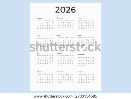 2026 Printable Wall Calendar and Ultimate Productivity Planner. Minimalist 2026 Monthly Calendar Template