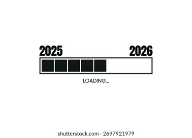 2026 progress loading bar isolated on white background or banner design. 2026 Happy New Year decorative loading bar icon. Ideal for greeting, new year celebration, banner, poster, flyer festive design