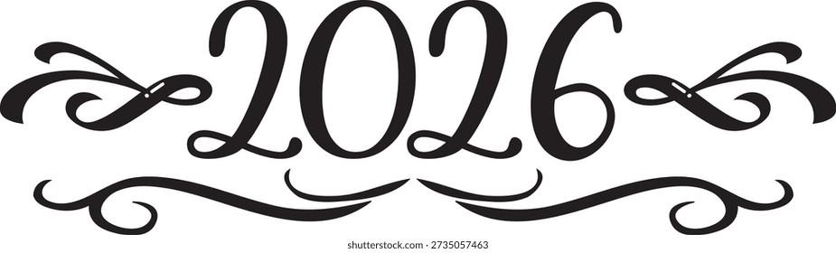 2026 scroll Black and White Classic Elegant Graphic