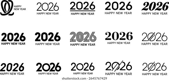 2026. colección del logotipo del Vector del año Nuevo