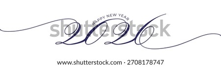 2026 single line art, modern New Year greeting