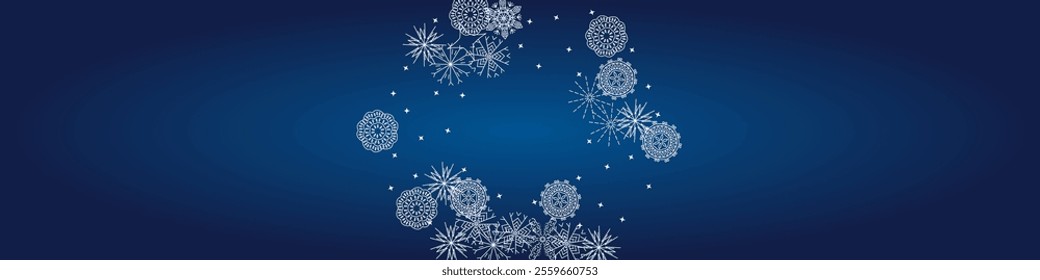 2026 Snowflakes Header Background. Christmas Vector Snow Banner. Xmas Border Design. Winter Elegant Isolated Flakes. Happy New Year Luxury Ornament. Snowy Holiday Poster. 