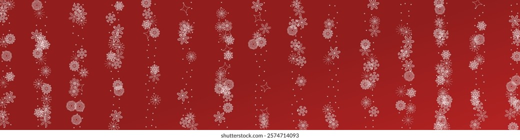 2026 Snowflakes Header Background. Christmas Vector Snow Banner. Xmas Border Design. Winter Elegant Isolated Flakes. Happy New Year Luxury Ornament. Snowy Holiday Poster. 