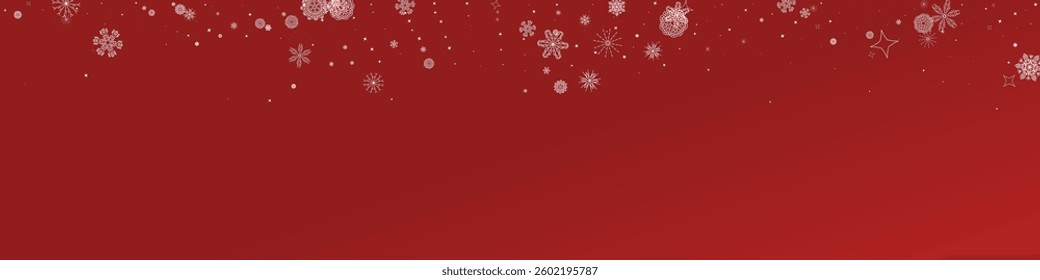 2026 Snowflakes Header Background. Christmas Vector Snow Banner. Xmas Border Design. Winter Elegant Isolated Flakes. Happy New Year Luxury Ornament. Snowy Holiday Poster. 