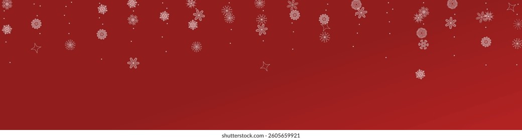 2026 Snowflakes Header Background. Christmas Vector Snow Banner. Xmas Border Design. Winter Elegant Isolated Flakes. Happy New Year Luxury Ornament. Snowy Holiday Poster. 