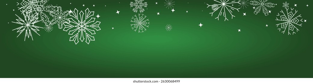2026 Snowflakes Header Background. Christmas Vector Snow Banner. Xmas Border Design. Winter Elegant Isolated Flakes. Happy New Year Luxury Ornament. Snowy Holiday Poster. 