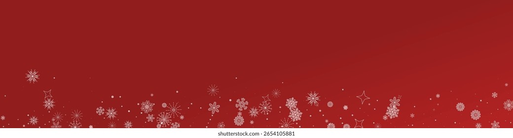 2026 Snowflakes Header on Green Background (em inglês). Cartaz de Natal Nevado. 2026 Feliz Ano Novo . Flocos isolados elegantes de inverno. Bandeira de neve de Feliz Natal. Borda Xmas. Feliz Ano Novo Ornamento de Luxo.