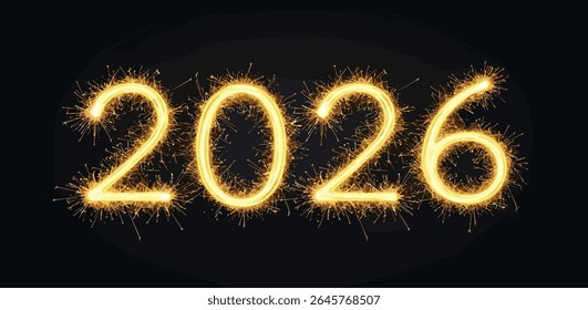 Número de fuegos artificiales de la bengala 2026, logotipo del Vector aislado