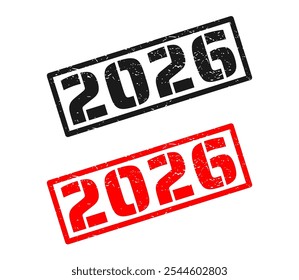 2026 stamp. Grunge seal vector year 2026.