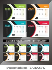 2026 Diseño de Calendario de Mesa 12 meses Diseño de Calendario 2026