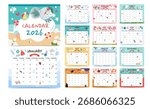 2026 table calendar week start on Sunday with holiday theme that use for horizontal digital and printable letter size