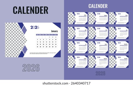 2026 table desk calendar design