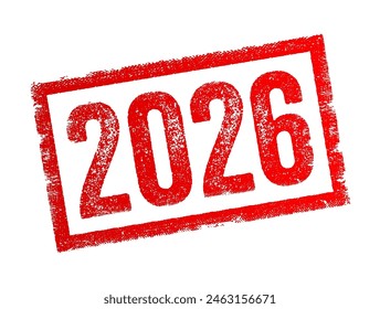 sello de texto 2026 - se utiliza como punto de referencia para discutir proyecciones futuras, objetivos, Planes o expectativas, concepto de texto de fondo