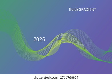 2026, Trendy and modern gradient fluid wave background.