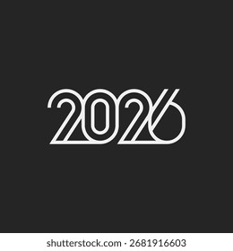 2026 typography logo design concept. 2026 number design for New Year. Sign for postcard, poster or banner. 