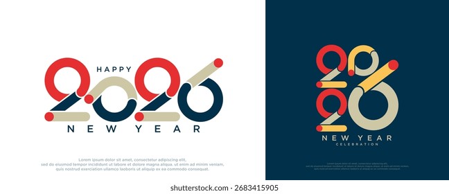 Concepto de diseño de logotipo de tipografía 2026. Feliz año nuevo 2026 diseño de logotipo