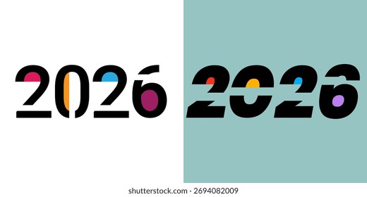 Concepto de diseño de logotipo de tipografía 2026. Feliz año nuevo 2026 diseño de logotipo. Ilustración vectorial