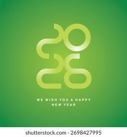 2026 typography logo design concept. Happy New Year 2026 light green ultra modern design numbers typography label icon logo button