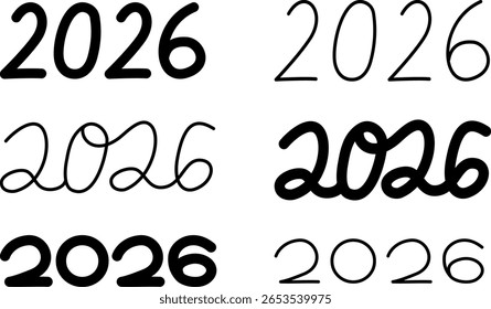 2026 Colección de diseño de números de tipografía