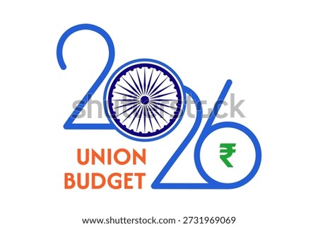 2026 union budget typography concept with rupee symbol vector illlustration