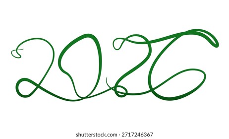 2026 Vector art, Text 2026 with Vines Style, 2026 Plant Style.	