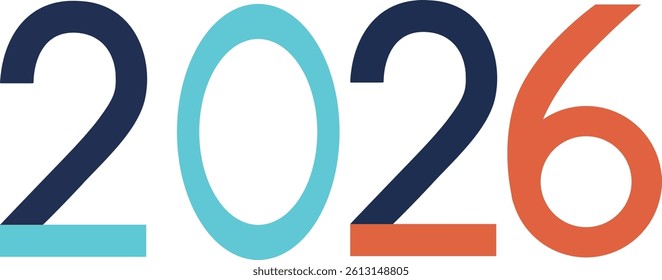 2026. Vector typography design for Happy New Year greeting cards and posters. Colorful numbers.