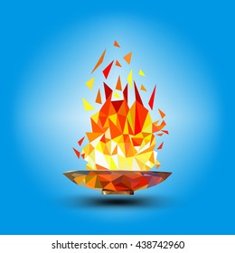 The 2026 Winter Olympics  2026, XXV Olympic Winter Torch, Flame. Cup with a torch on a blue background in the geometric style triangle
Olympic Games