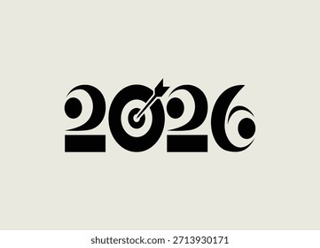 2026 year with arrow target logo design