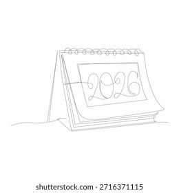 2026 año de línea continua de arte de fondo blanco negro. Línea continua de número de dibujo Ilustraciones de valores 