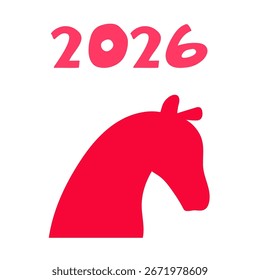 2026 Ano do Cavalo de Fogo. Projeto de vetor plano. Ilustração sobre fundo branco.