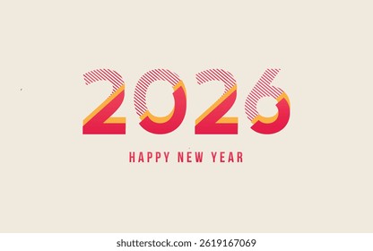 carte de voeux de nouvel an 2026. Abstrait affiche colorée de célébration de la nouvelle année 2026 avec des chiffres géométriques, template de carte postale créative.