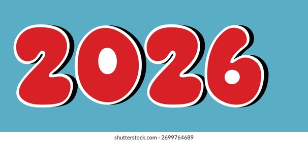 2026 Year Number Vector on Blue