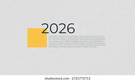2026 year with sample text nfographic illustration. Grey low poly vector background. Element for business, web design, event, page, report, presentation. Triangle pattern