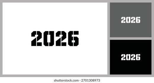 Icono de texto del año 2026 para el año Nuevo y el evento del calendario