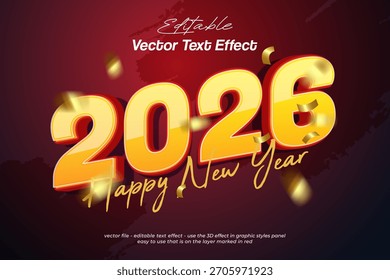 Efecto de texto 3D en negrita amarilla de 2026