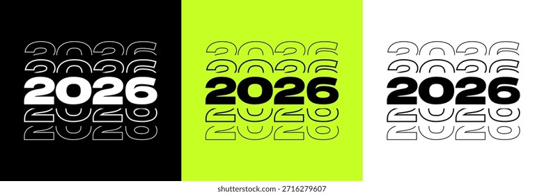 2026Diseño de texto. Elemento de diseño de ilustración de tipografía de Vector '2026' para el Nuevo año 2026 Publicación en redes sociales, tarjeta de felicitación, Anuncio, póster.Eps 10