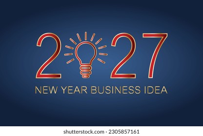 2027 creativity inspiration concepts, Light bulb idea with 2027 new year on dark blue background, planning ideas.