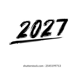 2027 Design Illustration, artístico, plano, simple, memorable y llamativo, se puede usar para el diseño de calendarios, Sitio web, Noticias, contenido, infografía o elemento de Diseño gráfico. Ilustración vectorial