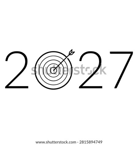 2027 Goal Target Concept Typography with Bullseye Arrow Vector