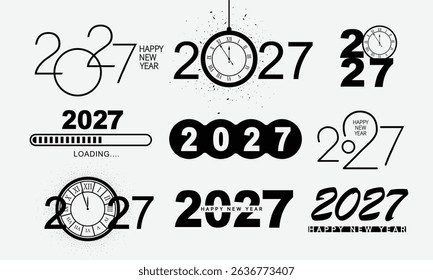 2027 Happy New Year Background Design. Greeting Card, Banner, Poster. Vector Illustration.