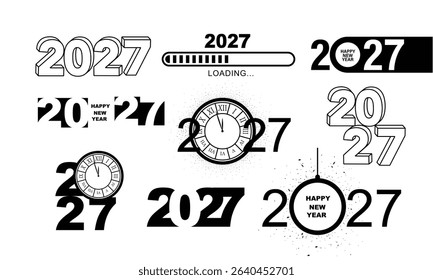 2027 Happy New Year Background Design. Greeting Card, Banner, Poster. Vector Illustration.
