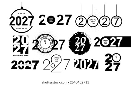 2027 Happy New Year Background Design. Greeting Card, Banner, Poster. Vector Illustration.